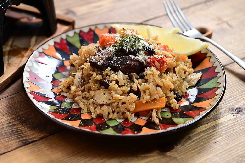 牡丹肉のカレージビエ釜飯